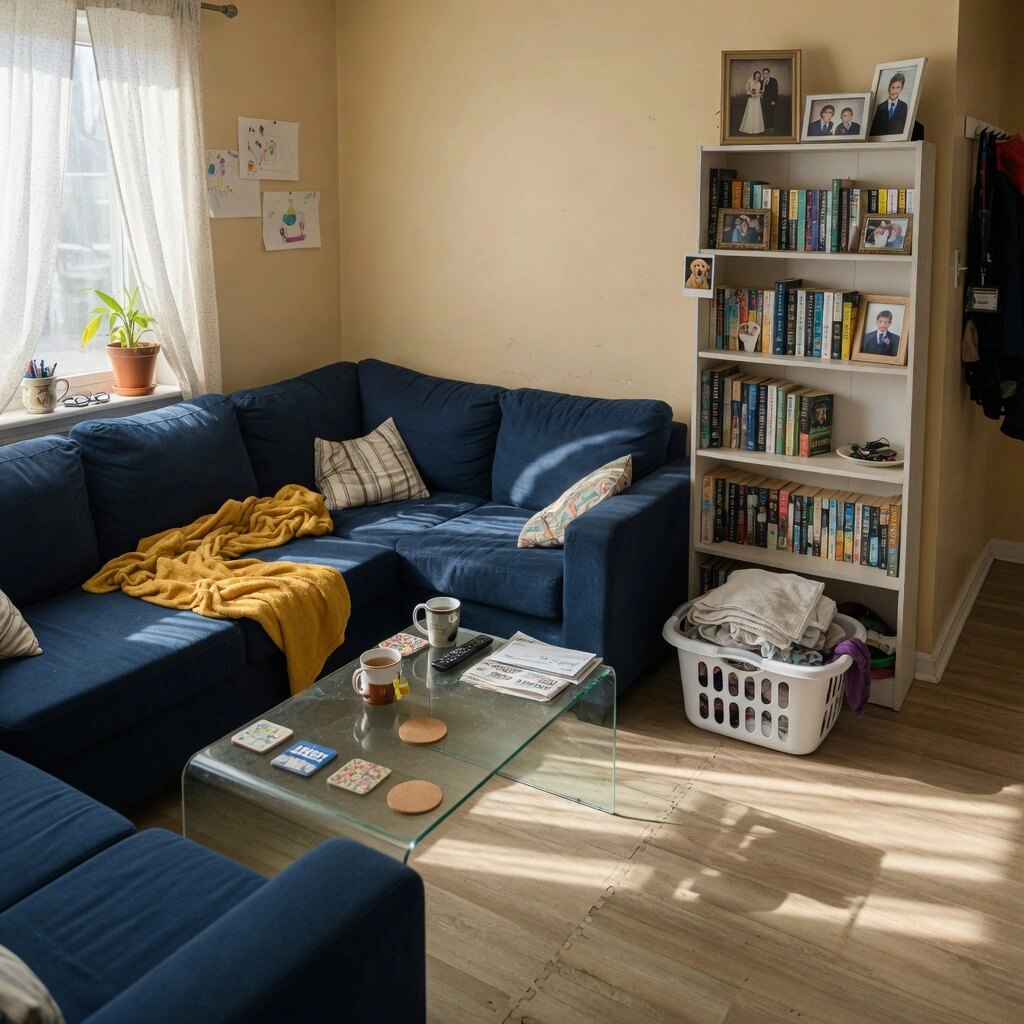 Cozy living space cleaned and organized